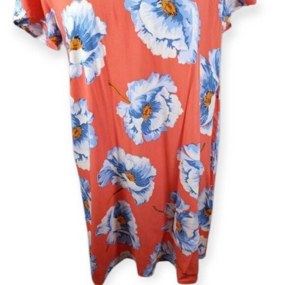 FOREVER 21 ORANGE & BLUE FLORAL DRESS SZ.M EUC. - Picture 3 of 5